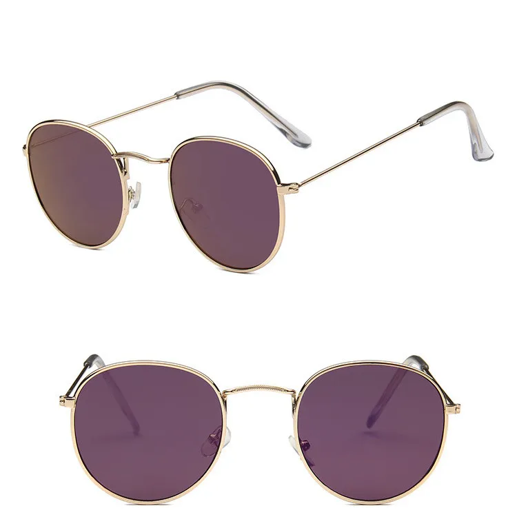 LeonLion, Новое поступление, круглые солнцезащитные очки для женщин, Классические винтажные очки, уличные очки, зеркальные, UV400, Gafas De Sol Mujer - Цвет линз: GoldPurple