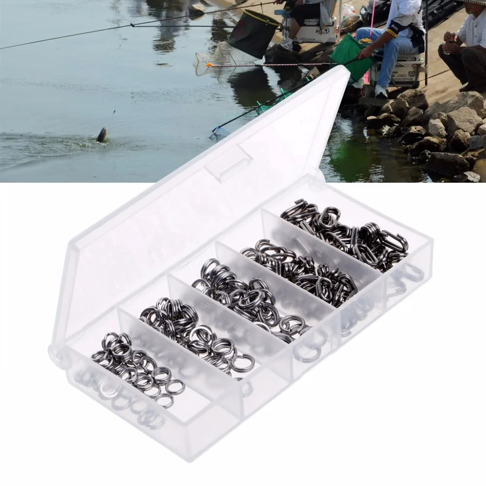 200pcs Stainless Steel Fishing lures Split Rings For Fish Swivel Snap