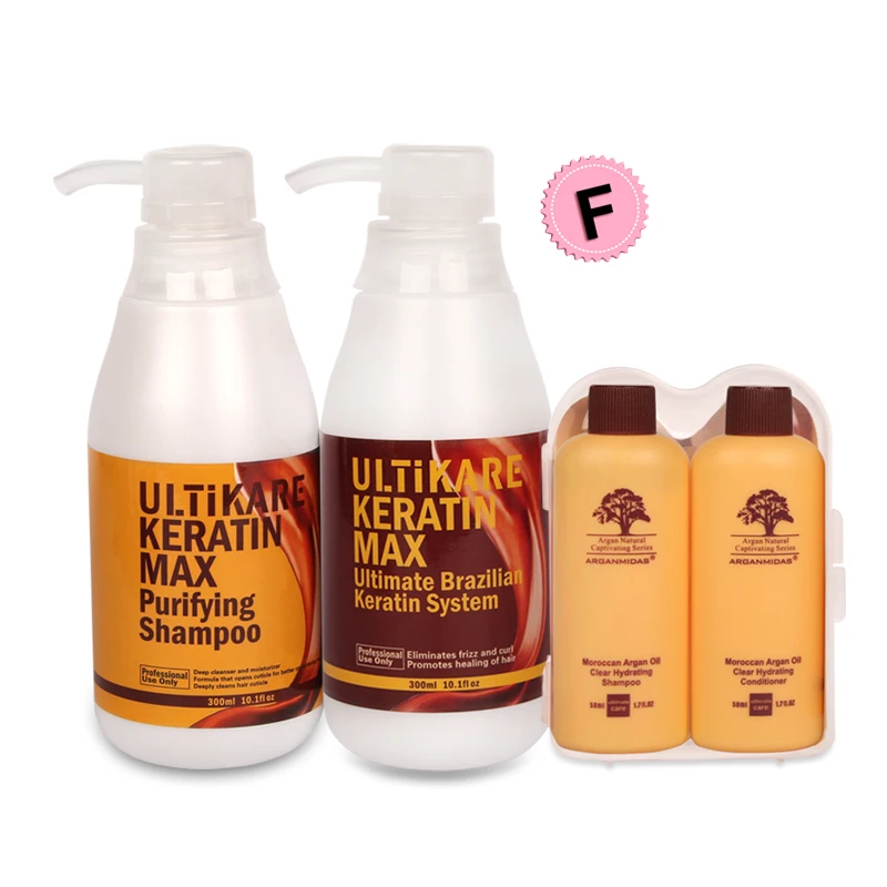 

300ml Free Formalin Keratin Moisturizing Treatment Straighten Cruly Hair+Purifying Dry Hair Shampoo Deep Care+Free Travel Set