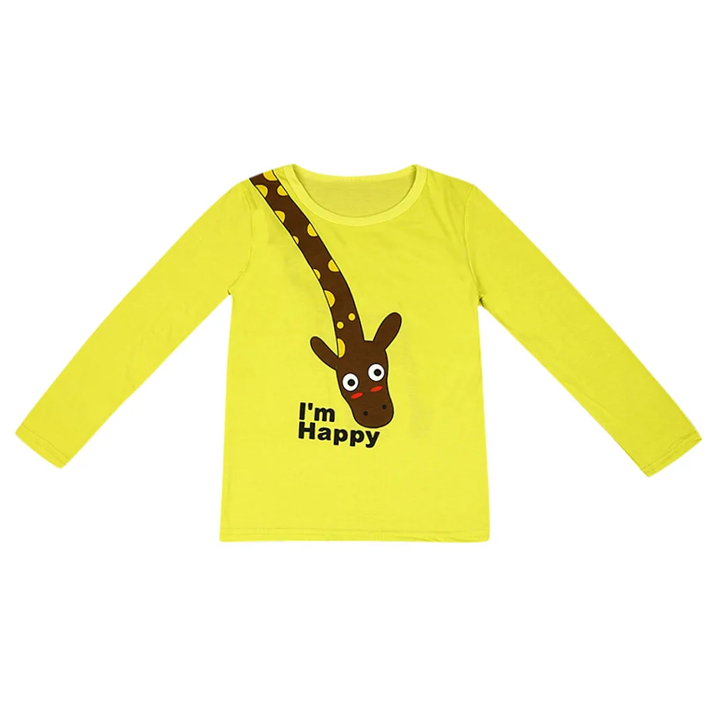 Осенне-весенняя детская одежда детские топы для мальчиков, топы с изображением жирафа, Детские рубашки для девочек, свитер с длинными рукавами, Топы modis Blusa - Цвет: Gold
