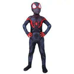Детская одежда с человеком-пауком в человека-паука текстами и сюжетами из миль Morales Косплэй костюм «Человек-паук» костюм дети 3d, зентай
