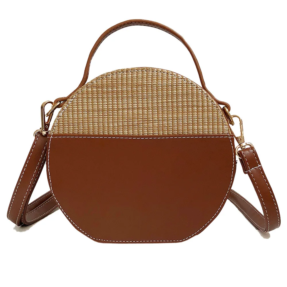 

2019 New Ladies Shoulder Bag Vintage Women Crossbody Bags Simple Weave Round Tote Messenger Bag Bolsa Feminina Sac a Main Femme