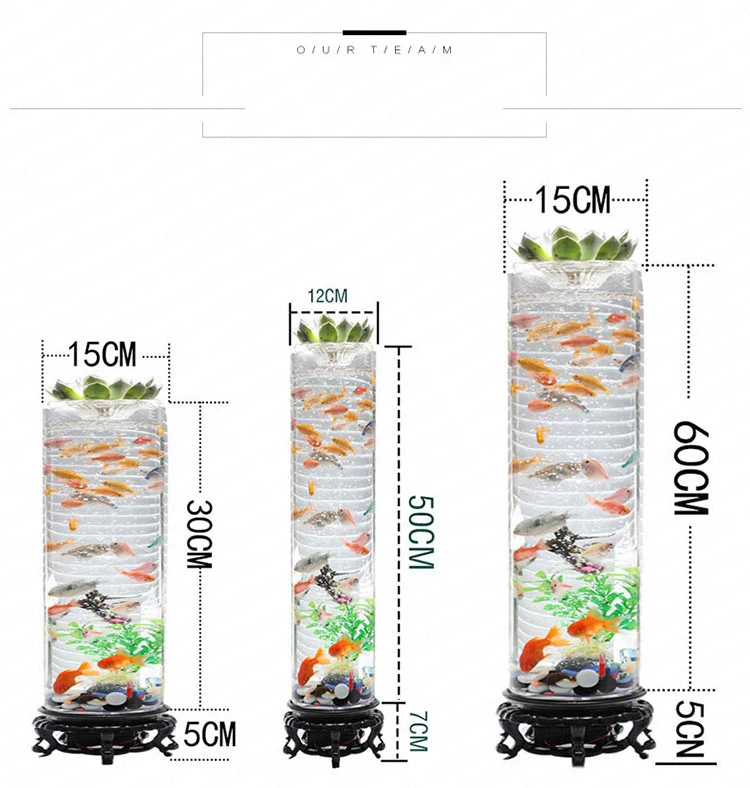 Title 10, Standing Barrel Shape Fish Tank 360 Ultra Clear...
