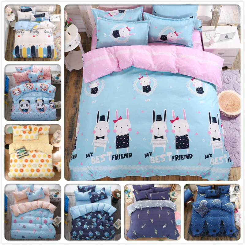 

Student Kids Cartoon 3pcs/4pcs Set Bed Flat Sheet Duvet Cover Bedspread Pillowcase New Year Xmas Gift 1.5m 1.8m 2m 2.2m Bedlinen