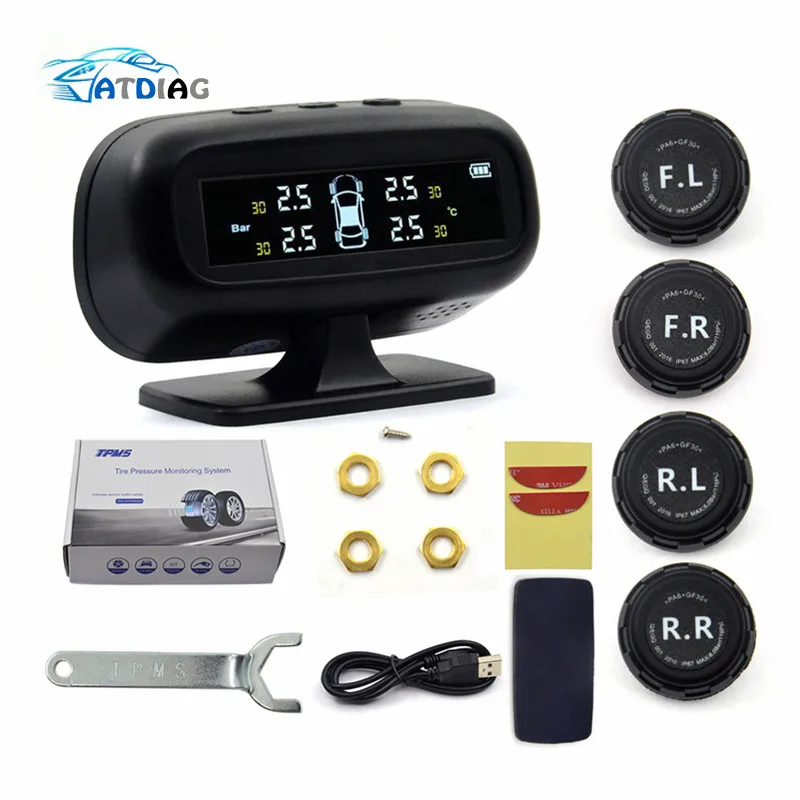 

TPMS Solar Power charging Car Tire Pressure Alarm Monitoring System Tyre Pressure Sensor Auto Security Alarm monitor System
