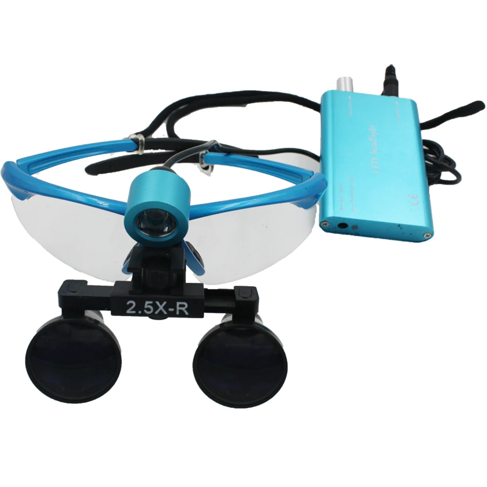 Dental Loupes 2.5X R Surgical Glasses with LED Head Light Lamp Surgical