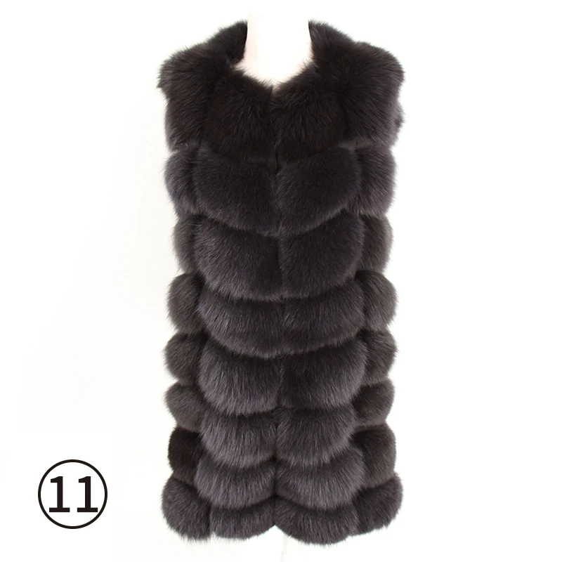 Maomaokong, жилет из лисьего меха для женщин, натуральное цельное пальто из лисьего меха 90 см, Длинная зимняя меховая куртка, жилет размера плюс 4XL - Цвет: long 88cm-11