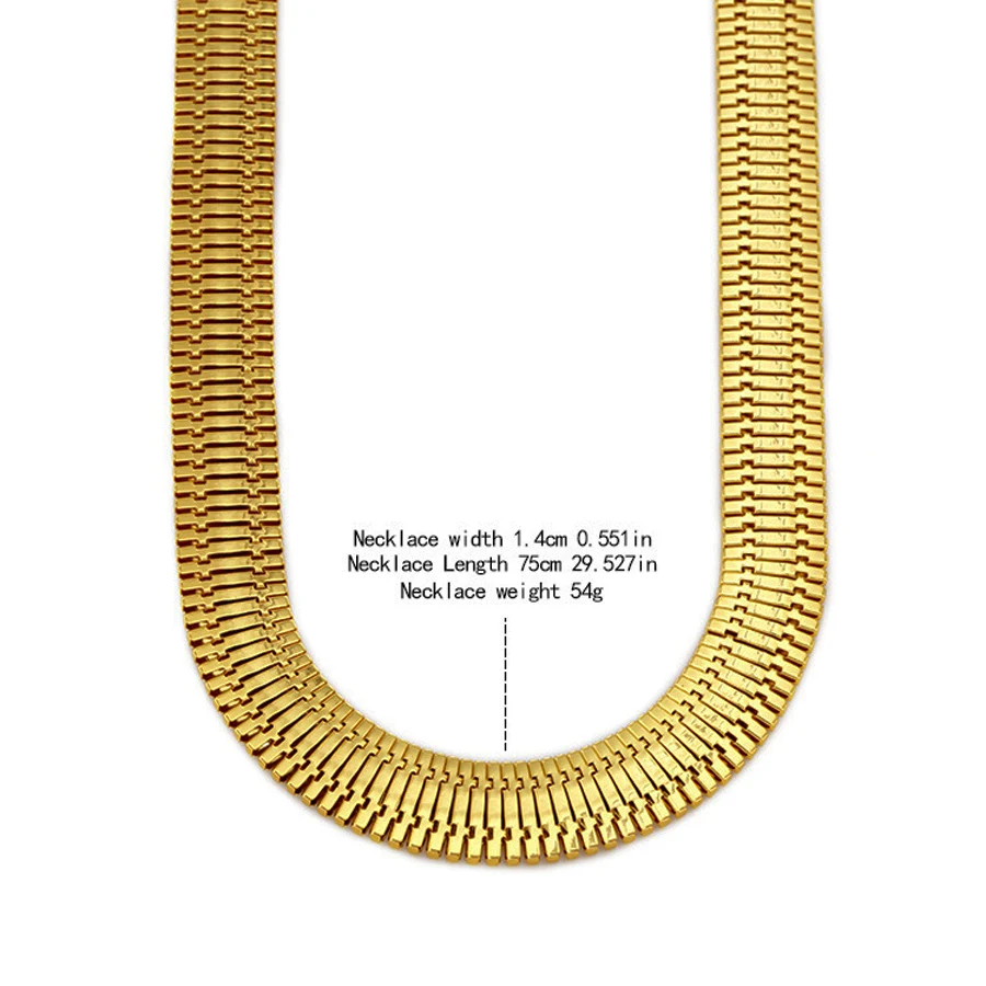 Trendy 75cm 15mm Hip Hop Mens Herringbone Necklaces IP Electroplated Chunky Boys NightClub Fishbone Jewelry