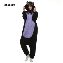 JINUO love live cosplay Adultos Pijamas Negro Gato Púrpura Pijamas Traje de Las Mujeres Night cat Traje Del Mono de Onesie Pijamas de Patas