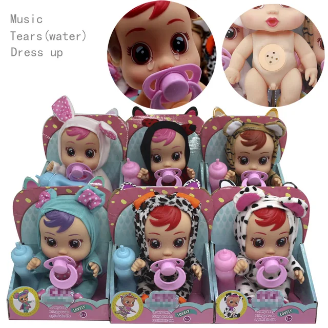 20CM Cry Baby Doll Toys Magic Tears With Music Silicone Reborn Baby
