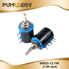 2 шт WXD3 WXD3-12 WXD3-12-1W 3,3 K 5 кольцевой многоточный прецизионный потенциометр с проволочной обмоткой