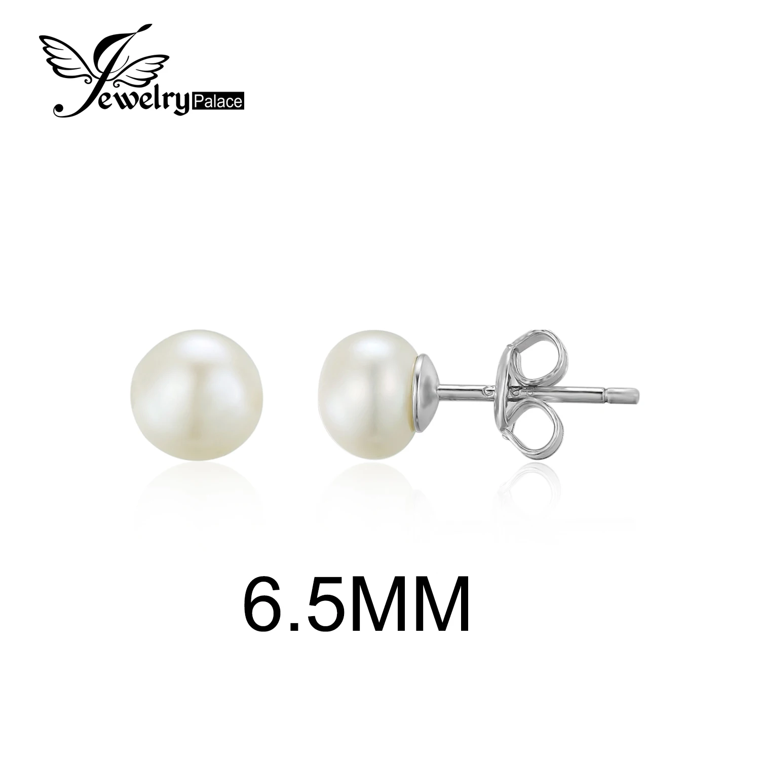 JPalace Freshwater Cultured Pearl Ball Stud Earrings 925 Sterling Silver Earrings For Women Korean Earings Fashion Jewelry - Цвет камня: 7.5mm