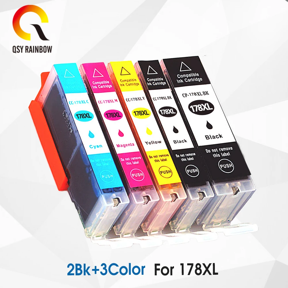 QSYRAINBOW 5PK совместимый чернильный картридж для HP 178 178XL Photosmart 5510 5515 6510 7510 B109a B109n B110a