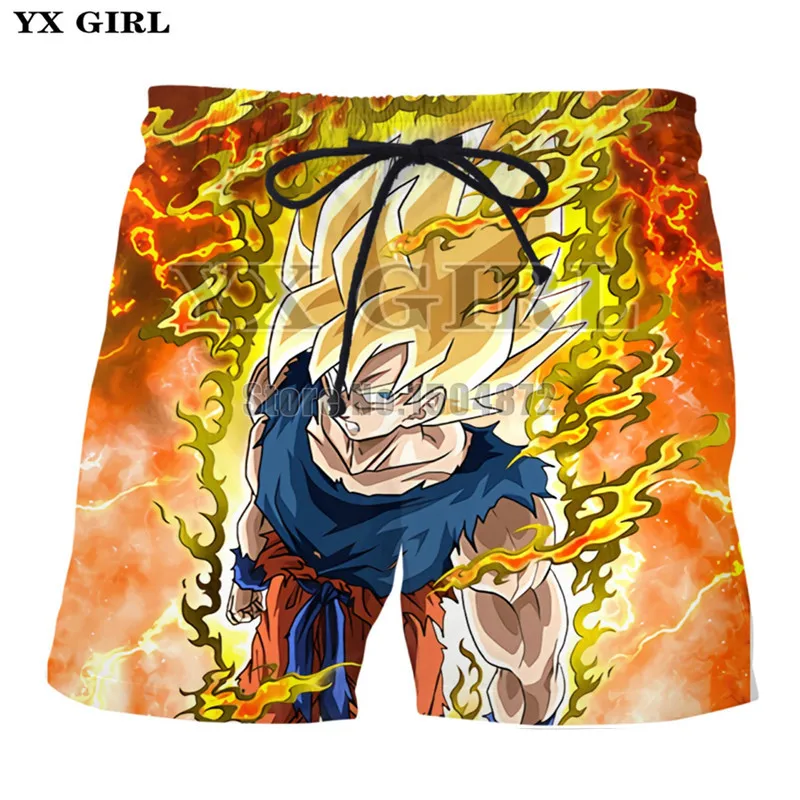 YX девушка дропшиппинг мужские s брюки фитнес повседневные шорты Dragon Ball Супер Саян Гоку шорты для мужчин/женщин летние пляжные шорты