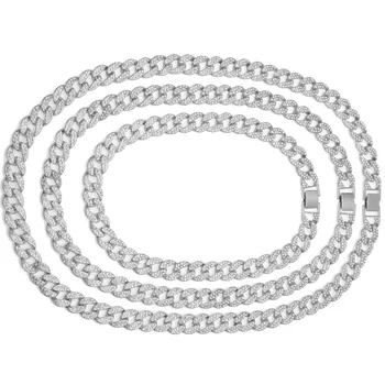 

Necklaces pendants for Men Full Iced Out Rhinestone choker Square Tag Pendant Cuban Chain Hip Hop Necklace jewellery 0517