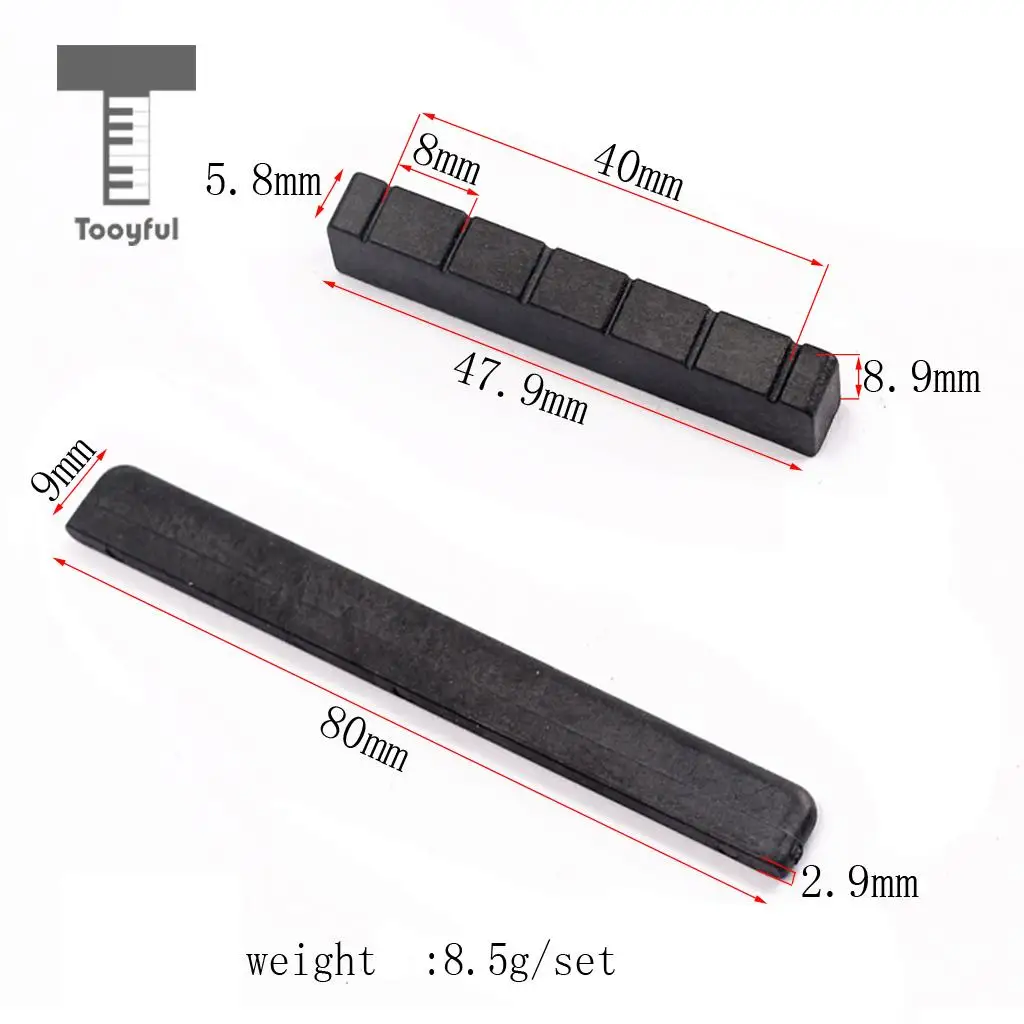 Tooyful Set of Plastic Nut Slotted & Bridge Saddle with Pick for Classical Classic Guitar Musical Instrument Parts Accessories