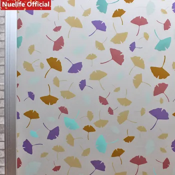 

Color Ginkgo Leaf Pattern Static Frosted Glass Film Living Room Bedroom Bathroom kids Room Kindergarten Balcony Door Window Film