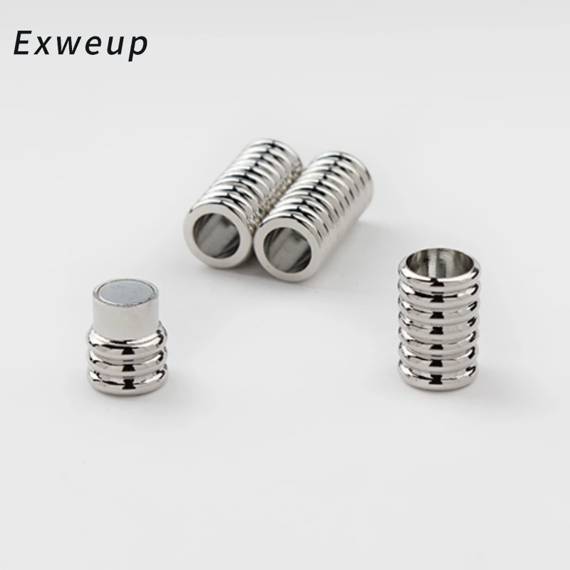 

Exweup 10pcs/lot Magnetic Clasps Column Fits 4/6mm Round Leather Cord Leather Bracelets Connectors End Caps Jewelry Making