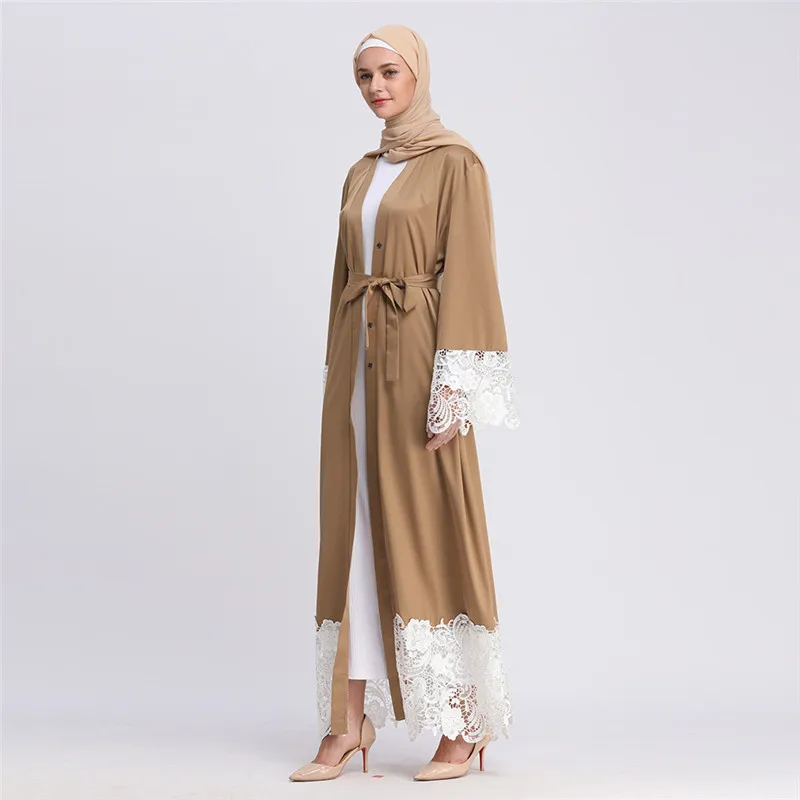 Плюс Размеры халат Малазийская абайя Дубай Для женщин Бисер Перл кружева кимоно кардиган мусульманский хиджаб платье турецкая исламская
