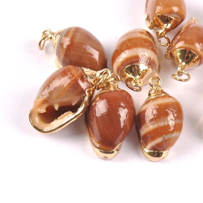 

15-20mm Shell Charm Pendants Conch Natural Shell electroplate Rose Gold for jewelry making DIY 5pcs TRS0266X