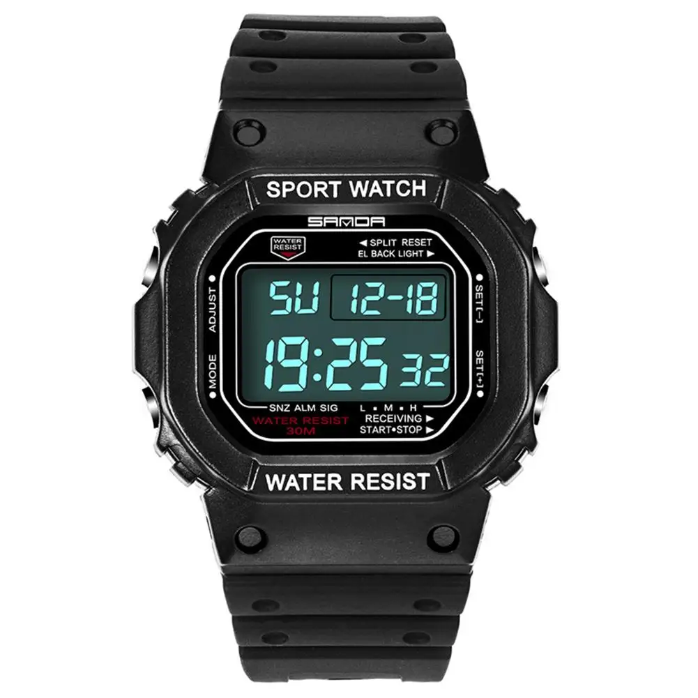 

Fashion Unisex Waterproof horloges mannen Digital Display Alarm Luminous Sports Wrist Watch
