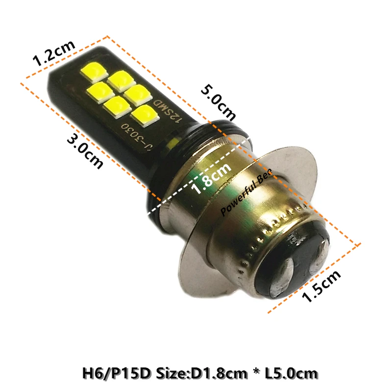 12 Вт* 2 3030SMD холодный белый Светодиодный фонарь H4/9003 H6/BA20D p15d Hi/Lo луч фары для мотоцикла DC12V