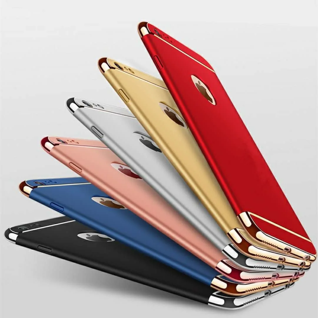 

Luxury 3 in 1 Plating Hard PC Case For iPhone X 10 XR XS Max Back Cover For Apple iPhone 5 5S SE 6 6S 7 8 Plus Phone Case Shell