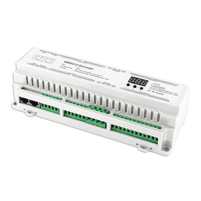 Новый DMX512 декодер DC12V-24V 3A * 40CH Max 120A 2880 Вт выход RGB/RGBW декодер полосы RJ45 подключения светодиодный экран 40 канала DMX декодер