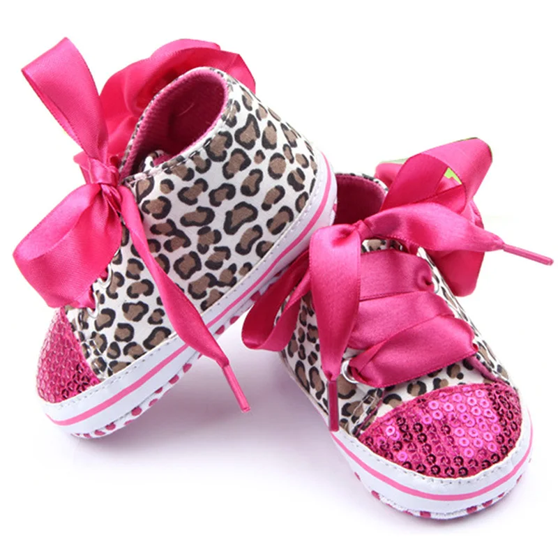 Одежда для малышей обувь для девочек, цветочный рисунок, леопардовый рисунок, облегающая модель, платье с пайетками для детей, на мягкой подошве, которые делают первые шаги; хлопковая обувь для малышей - Цвет: 2