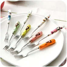1 шт. креативная Милая керамика ручка вилка из нержавеющей стали вилки для фруктов Десертные Вилки набор керамических ножей