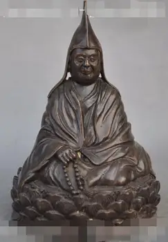 

S01012 9"Tibet Buddhism Temple Bronze joss Tsongkhapa Tsongkhapa Guru Buddha Statue