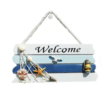 

Mediterranean Vintage Nautical Style Welcome To my Home Wooden Poster Tin Sign Plate Wall Decoration Vintage Wood Painting