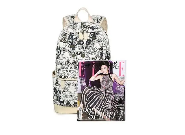 ANNRMYRS набор рюкзак женский животный Сова холщовый рюкзак с принтом Школьные Рюкзаки рюкзаки сумки для девочек-подростков рюкзак
