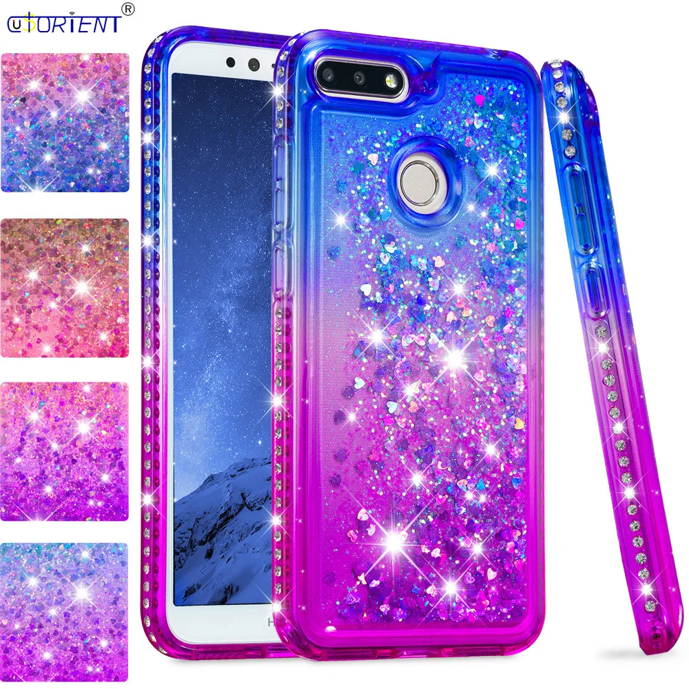 

Huawei Y6 Prime 2018 Honor 7C 7A Pro Bling Shockproof Case ATU-L31 ATU-L42 AUM-L41 AUM-L29 Glitter Liquid Quicksand Bumper Cover
