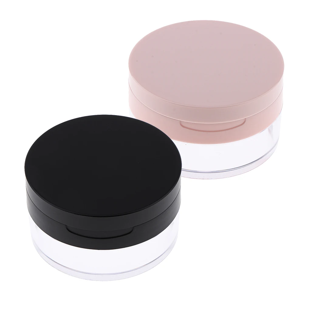 Empty Jar With Lid Setting Pretty Translucent Loose Powder Cosmetic Box Case with Makeup Mirror