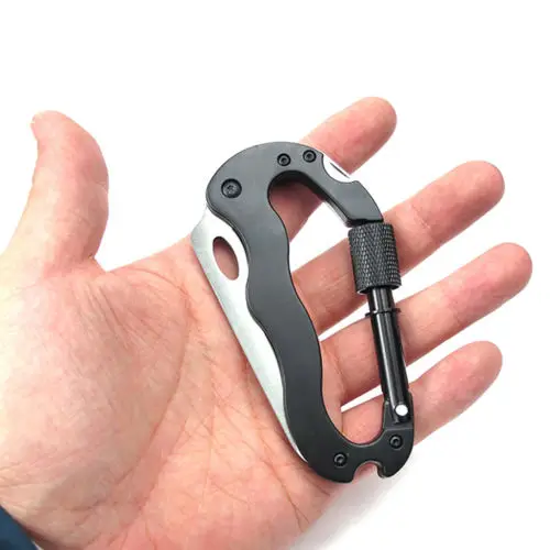 

Outdoor Multi-function Tool 5 in 1 With Knife Screwdriver Aluminum Climbing Carabiner Hook Gear Multi Tool Buckle Rock Lock