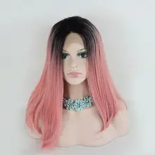 Прямые синтетические волосы Синтетические волосы на кружеве и часть парик 24 дюймов парики для Для женщин 7 цветов Ombre выбор волосы Косплэй парик