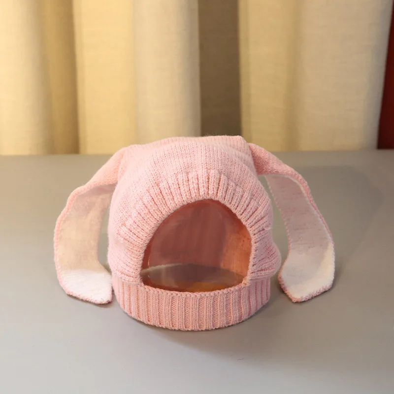 Шапка для детей новорожденных, шапка с заячьими ушками, вязаная для осенне-зимней фотосъемки, Лучшая распродажа-WT - Цвет: Розовый