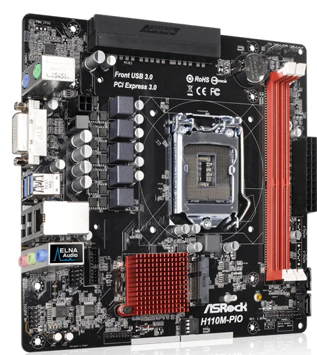 ASRock H110M PIO one machine industrial control side plug in graphics card материнская плата uDTX|Материнские платы|