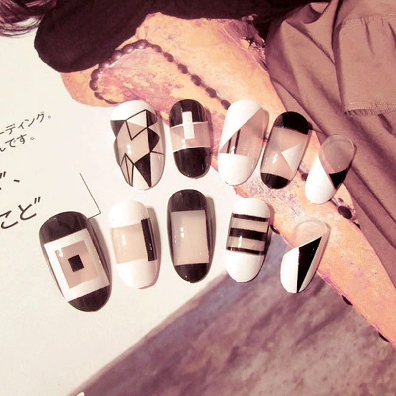 24 шт Акриловые дизайнерские накладные ногти Советы DIY Французский Полный Накладные ногти искусство ногтей