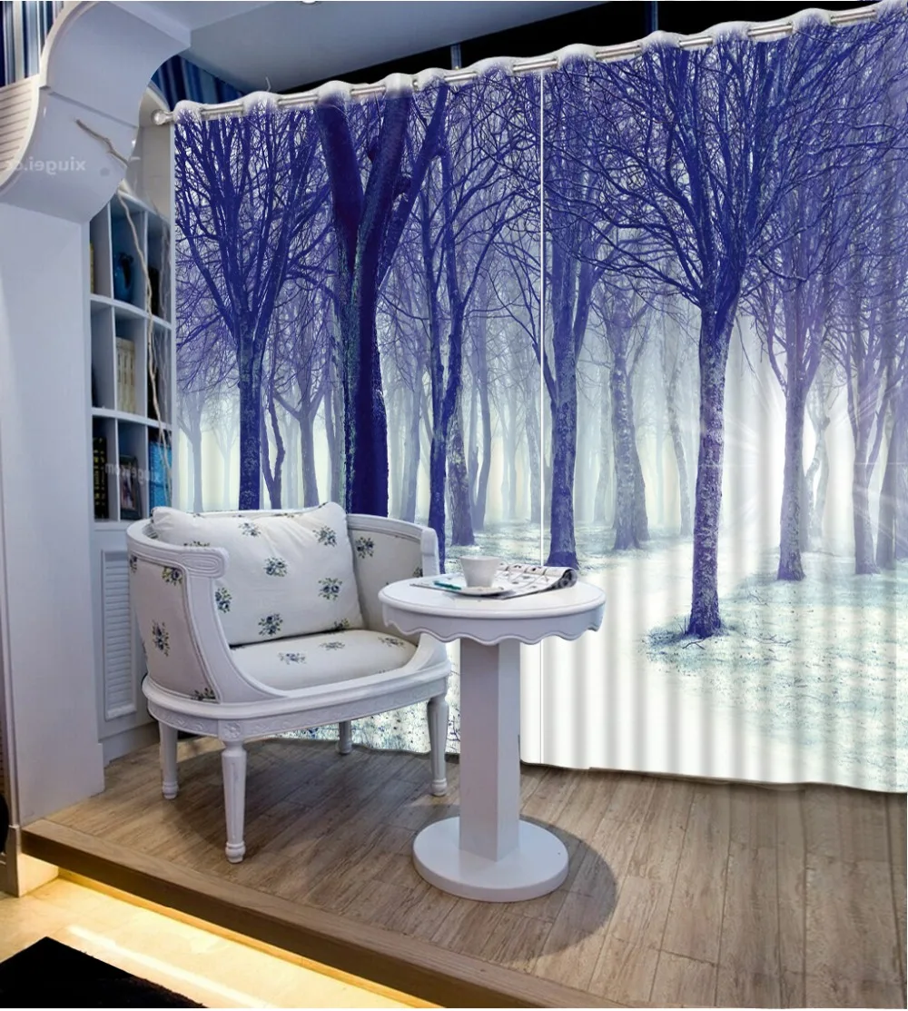 Modern Klasik 3D Pemadaman Tirai Retro Pohon Lanskap Hutan 3D Tirai