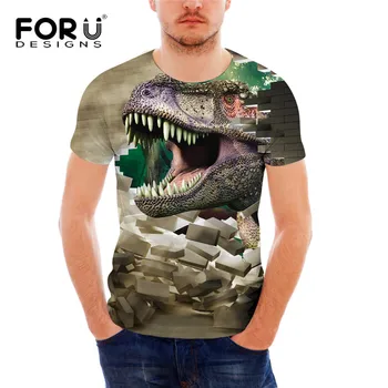 

FORUDESIGNS Cool Animal Dinosaur Print t Shirt for Men Comfort Breath Male Top Tees Brand Designer Short Sleeve Slim Fit T-shirt