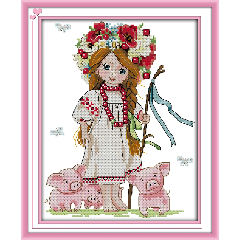 

Lovers in the Rose Garden Chinese cross stitch kits Ecological cotton stamped printed 11CT DIY gift wedding decoration for home