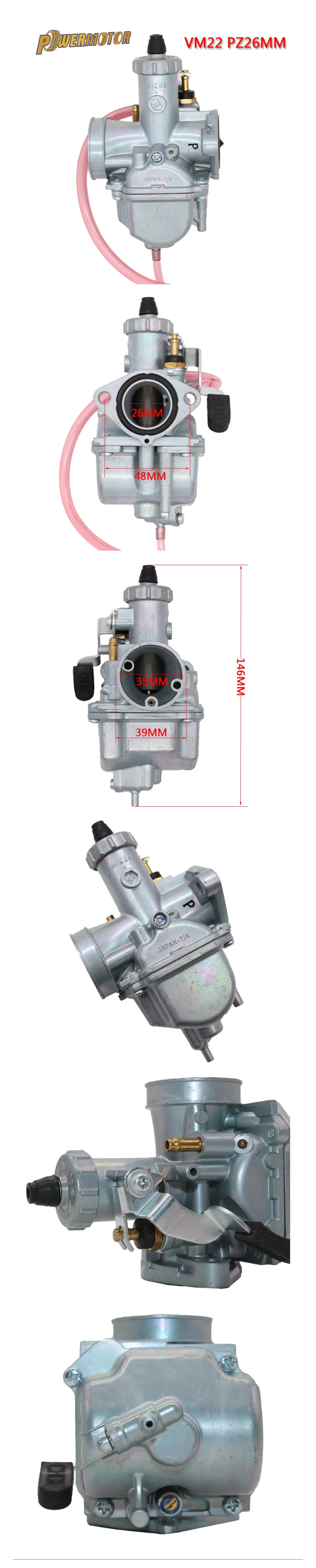Powermotor мотоцикл VM22 Mikuni карбюратор для 110cc 125cc 140cc Dirt Bike Atv Pz26 горизонтальный двигатель производительность карбюратор
