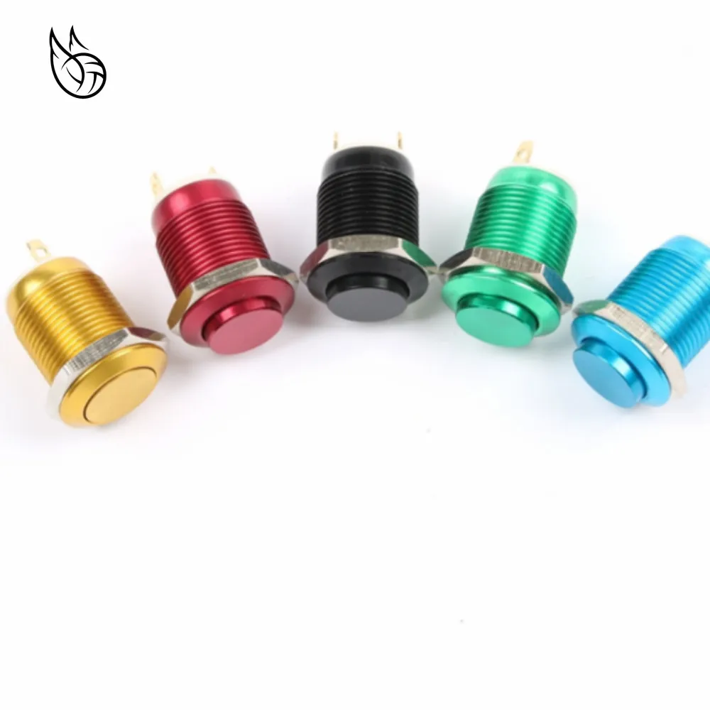 Nouveau bouton en métal alimentation 12 mm auto-reset Noir Sonnette Switch 2 A 250 V on/off À faire soi-même Nouveau bouton en métal alimentation 12 mm auto-reset Noir Sonnette Switch 2 A 250 V on/off À faire soi-même