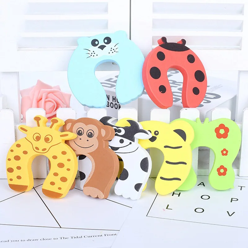 5Pcs Safety Card Stopper Clip Finger Safety Guard Care Products Baby Door Clamp Cartoon Cute Animal Child Kids Door
