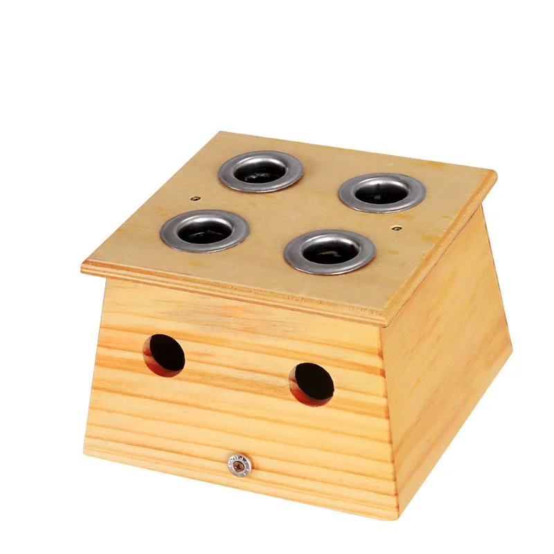 Cofoe Китайский традиционный прижигания мокса, деревянный ящик/бамбук прижигания мокса коробка 1/2/3/4/6 отверстий мокса прижигание ролл массаж акупунктура - Цвет: Wooden 4 hole
