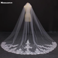 MERMAIDFUN реальные фотографии один слой 3 метра кружева свадебная вуаль с расческой свадебная фата свадебная вуаль