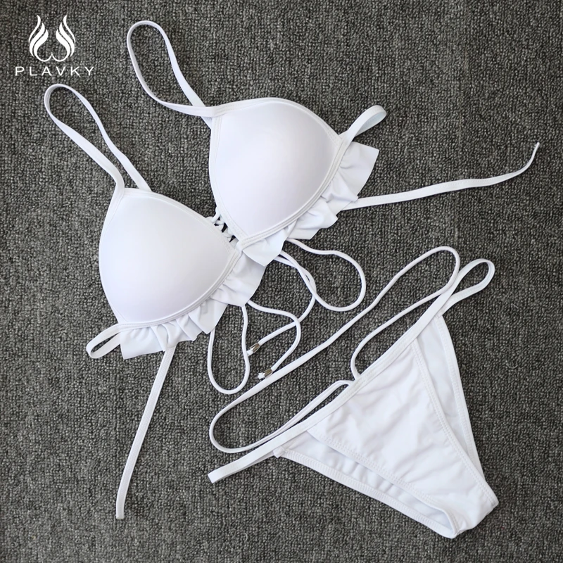 white push up bikini set