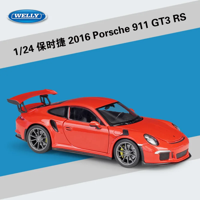 Welly литья под давлением 1:24 модель симулятора автомобиля сплав Porsche 911(997) GT3 RS спортивный автомобиль металлическая игрушка гоночный автомобиль для детей Коллекция подарков - Цвет: Red